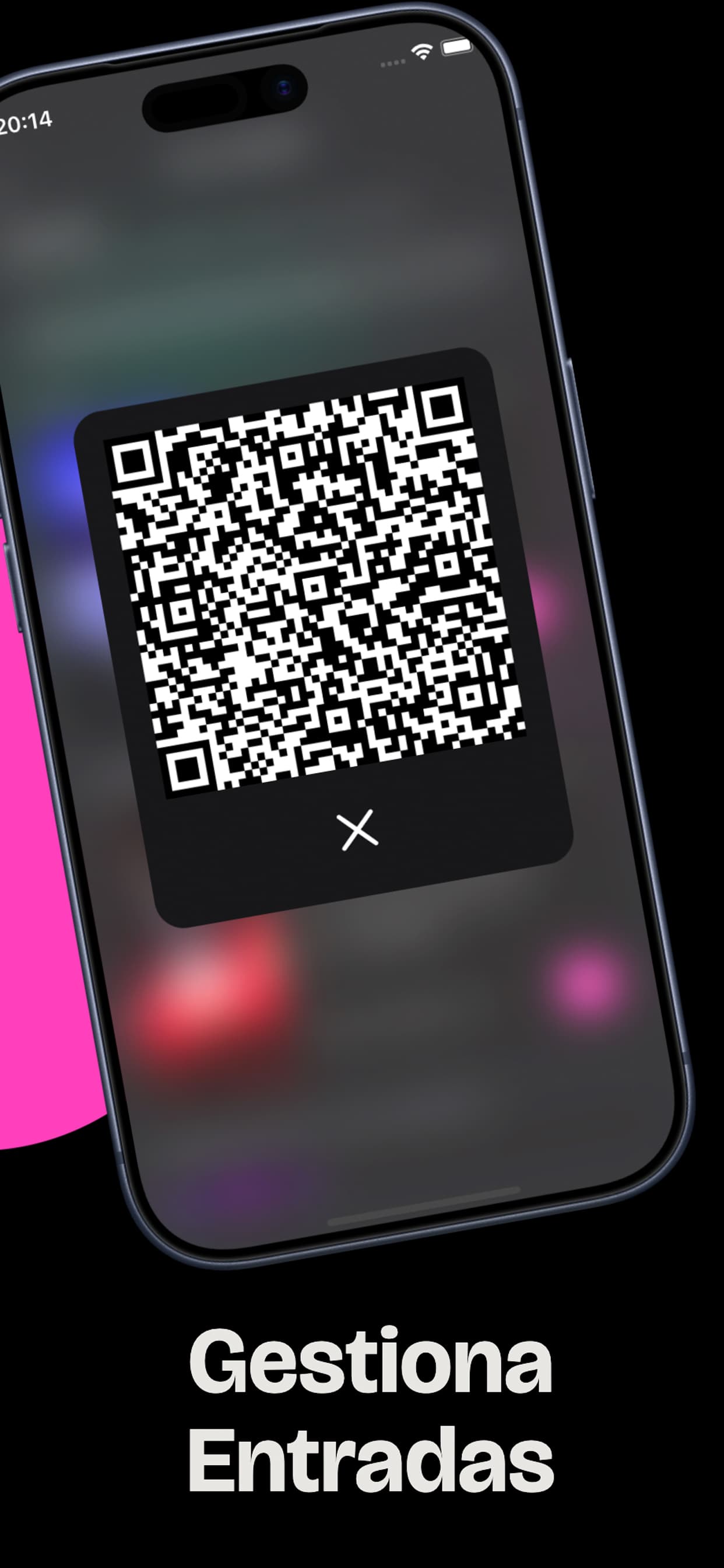 Pantalla de gestión de entradas con QR en Trendy